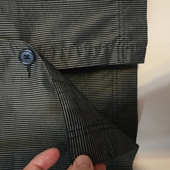 Talbots, Skirt, Sz 14, Black, Silver, Striped, Pockets, Buttons, Cotton, Linen - Picture 6 of 11